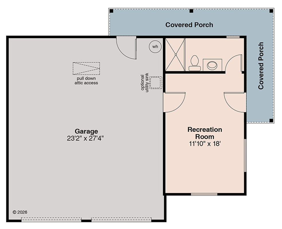 Plan 720177DA: Versatile Farmhouse Garage with Recreation Room Plan - Floor Plan - Main Level - Country, Farmhouse, Ranch