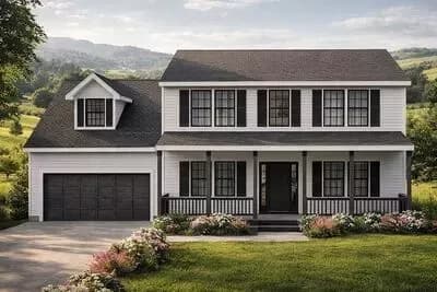 Country Farmhouse House Plan with Upstairs Primary Suite