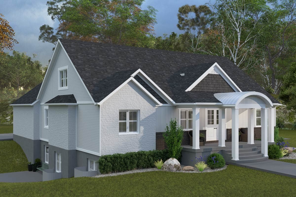 Plan 61737UT: Craftsman Farmhouse House Plan with Vaulted Living and Rear Garage - Image #9 - Craftsman, Farmhouse, Traditional