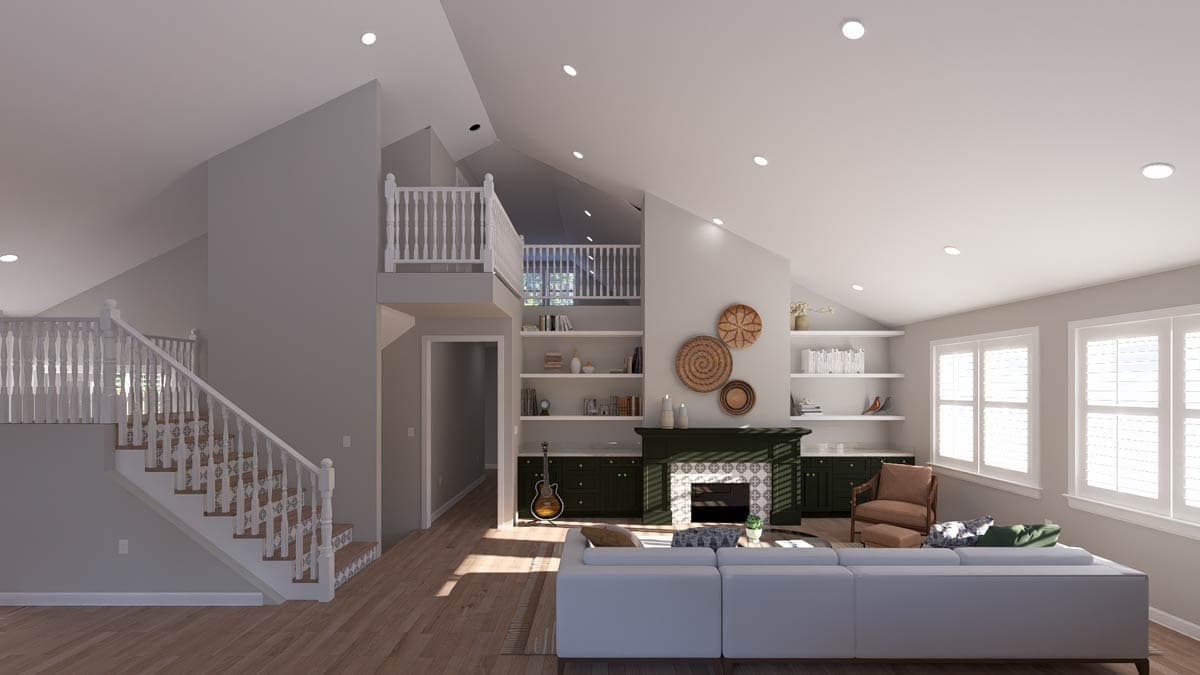 Plan 61737UT: Craftsman Farmhouse House Plan with Vaulted Living and Rear Garage - Image #13 - Craftsman, Farmhouse, Traditional