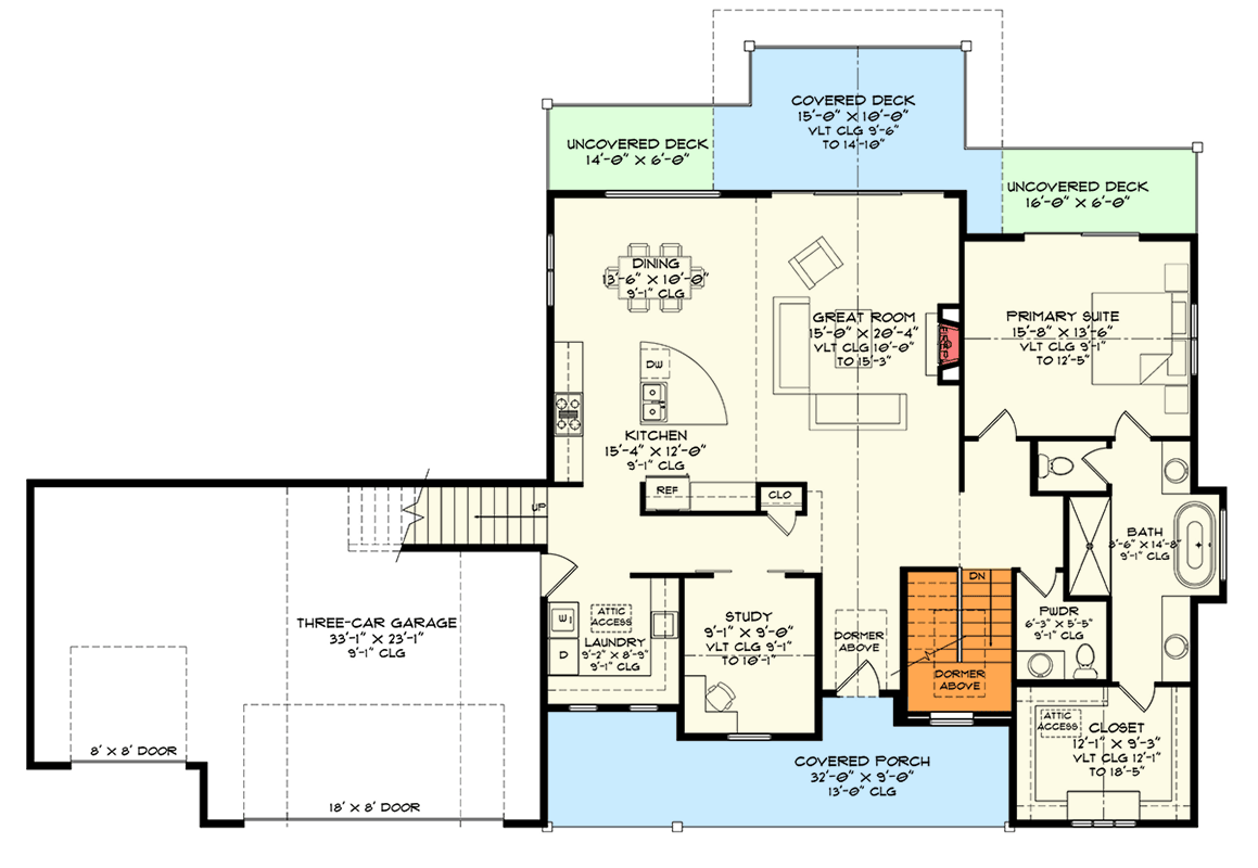 Plan 520036RKY: Modern Farmhouse House Plan with Flexible Living and Three Car Garage - Floor Plan - Optional Basement Stairs - Country, Modern Farmhouse, Mountain, New American