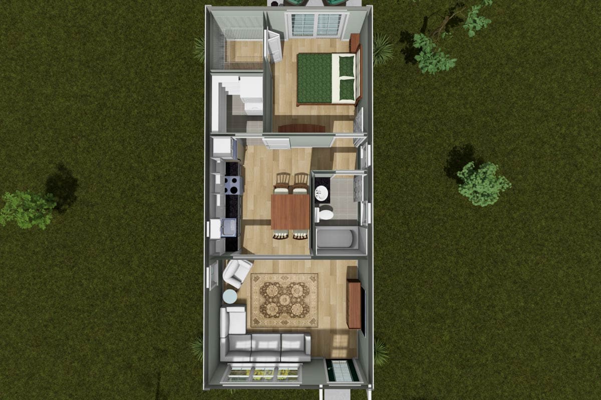 Plan 52536WM: Compact Country House Plan with Open Living and Private Bedroom - Image #17 - Country, Traditional
