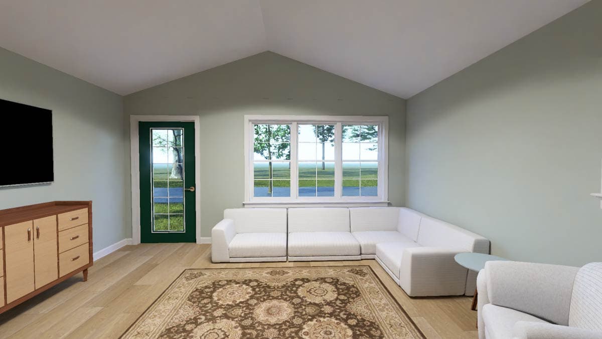 Plan 52536WM: Compact Country House Plan with Open Living and Private Bedroom - Image #8 - Country, Traditional