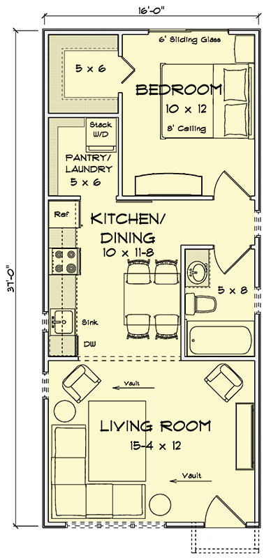Plan 52537WM: Compact Modern House Plan with Efficient Layout and Private Retreat - Floor Plan - Main Level - Contemporary, Modern