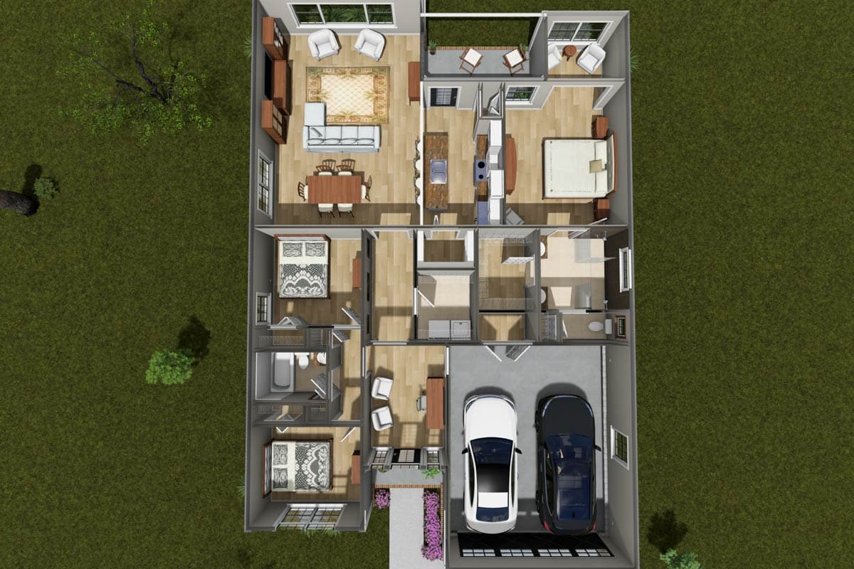 Plan 52539WM: Country Ranch House Plan with Split Bedrooms and Walk in Pantry - Image #21 - Country, Ranch, Traditional