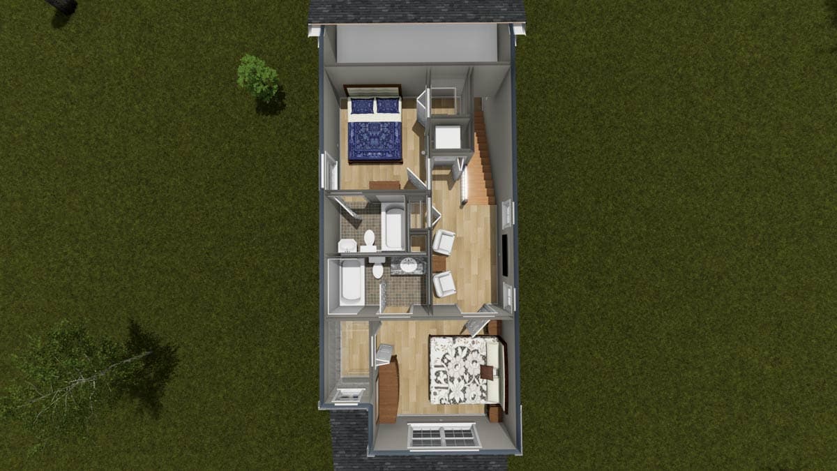 Plan 52541WM: Traditional Narrow-Lot House Plan with Upstairs Master Suite - Image #9 - Traditional