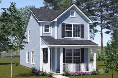 Traditional Narrow-Lot House Plan with Upstairs Master Suite