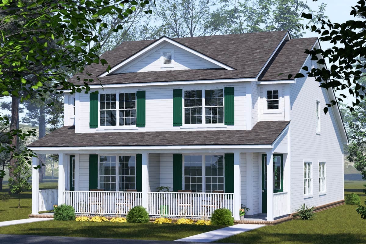 Plan 52544WM: Country Duplex House Plan with Upstairs Master Suite and Front Porch - Image #7 - Country, Traditional