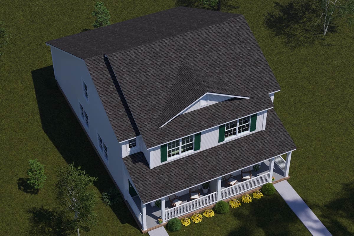 Plan 52544WM: Country Duplex House Plan with Upstairs Master Suite and Front Porch - Image #9 - Country, Traditional