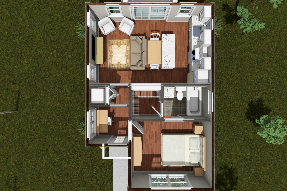 Plan 52545WM: Charming Cottage House Plan with Compact Layout and Bright Living - Image #8 - Cottage, Country, Shingle