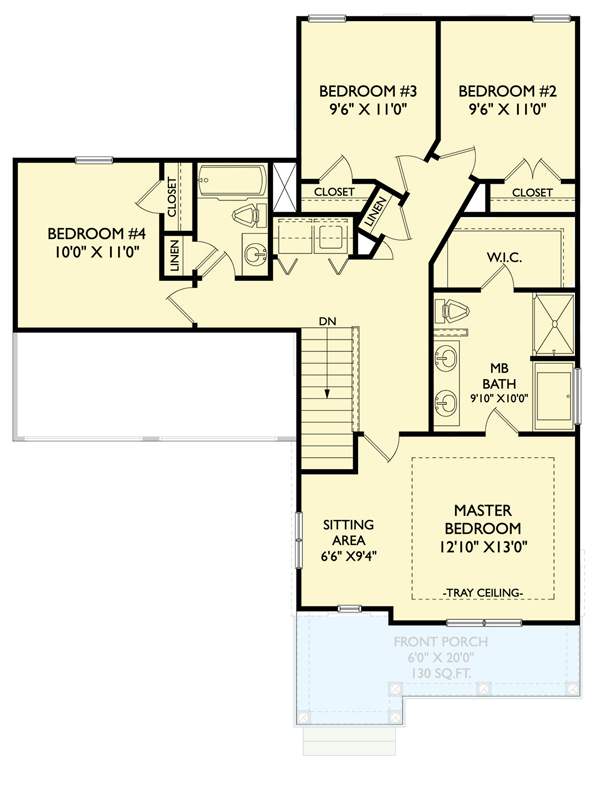 Plan 750035LDG: Country Traditional House Plan with Upstairs Primary Suite and Butler Pantry - Floor Plan - 2nd Floor - Country, Traditional