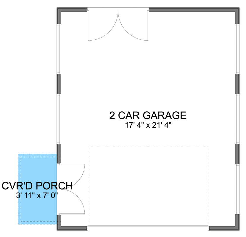 Plan 61739UT: Traditional One Car Detached Garage House Plan with Side Porch - Floor Plan - Main Level - Traditional
