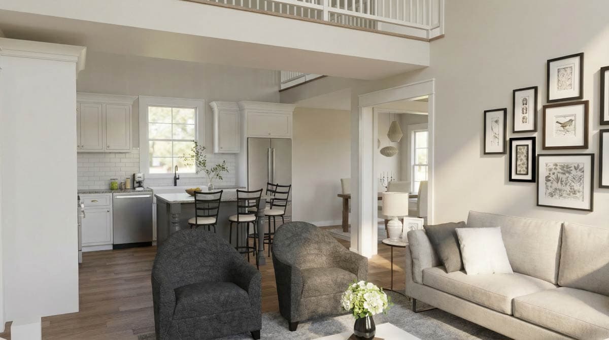 Plan 70963MK: Modern Farmhouse House Plan with Loft, Bonus Room, and Rear Porch - Image #8 - Farmhouse