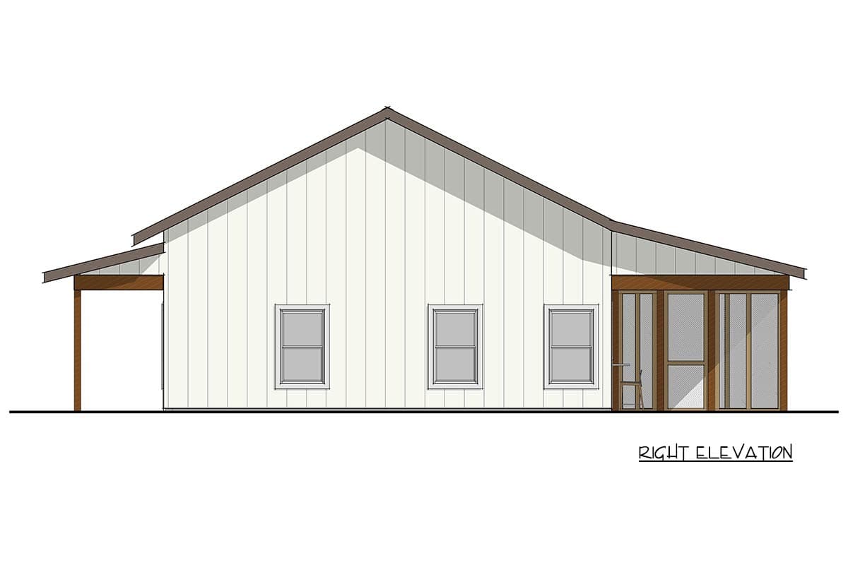 Plan 405121FDC: Three Bed Barndominium House Plan with Large Covered Patio - Image #7 - Barndominium