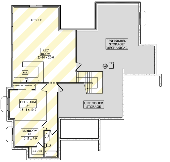 Plan 95360RW: Craftsman Mountain House Plan with Two or Three Bedrooms and Three Car Garage - Floor Plan - Optionally Finished Lower Level - Craftsman, Mountain, New American