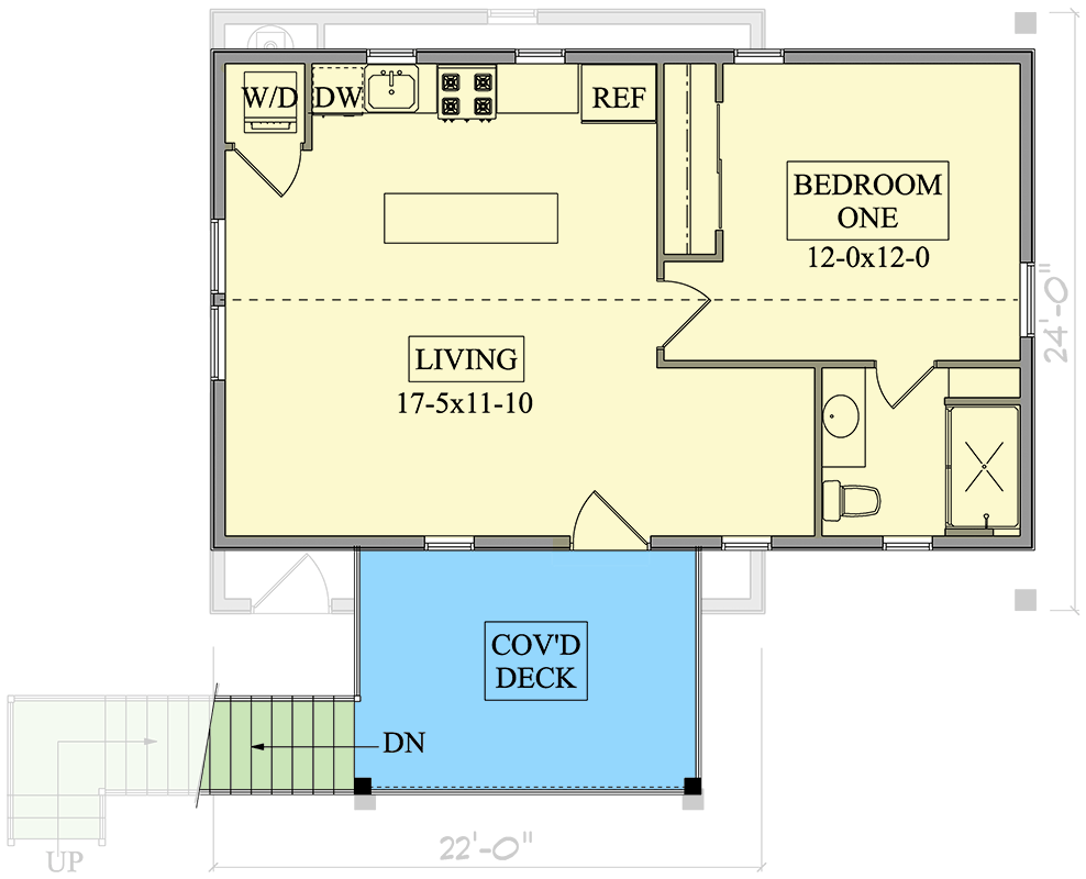 Plan 95362RW: Charming 1 Bed 1 Bath Garage Apartment House Plan with 660 Sq Ft - Floor Plan - 2nd Floor - Craftsman, Traditional
