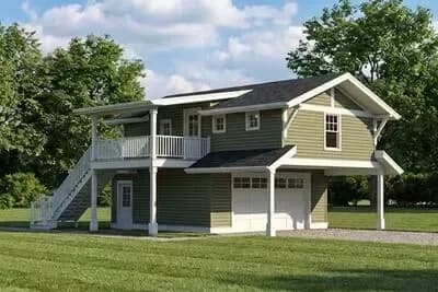 Charming 1 Bed 1 Bath Garage Apartment House Plan with 660 Sq Ft