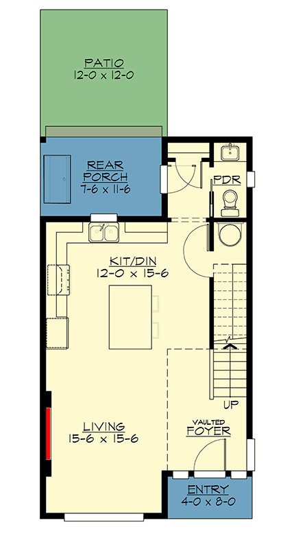 Plan 230008JD: Contemporary 2-Bedroom House Plan with Vaulted Foyer and Modern Appeal - Floor Plan - Main Level - Contemporary, Northwest