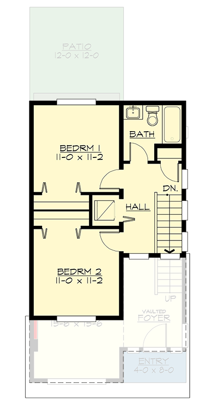 Plan 230008JD: Contemporary 2-Bedroom House Plan with Vaulted Foyer and Modern Appeal - Floor Plan - 2nd Floor - Contemporary, Northwest