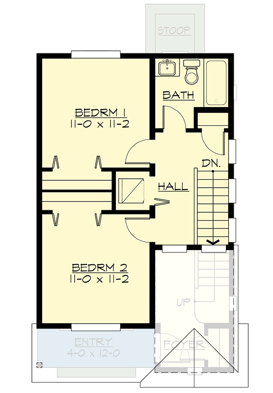 Plan 230009JD: Contemporary 2-Bedroom House Plan with 1063 Sq Ft Living Space - Floor Plan - 2nd Floor - Contemporary, Modern, Northwest