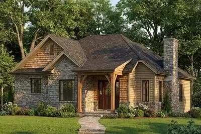 Two-Bedroom Bungalow House Plan with Split Bedrooms and Basement