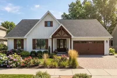 Modern Farmhouse House Plan with 3 Beds, Open Living, and Rear Porch