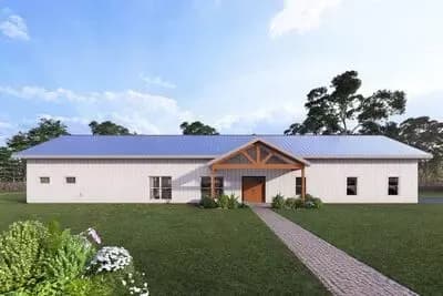 Barndominium House Plan with 3 Bedrooms and 2-Car Garage