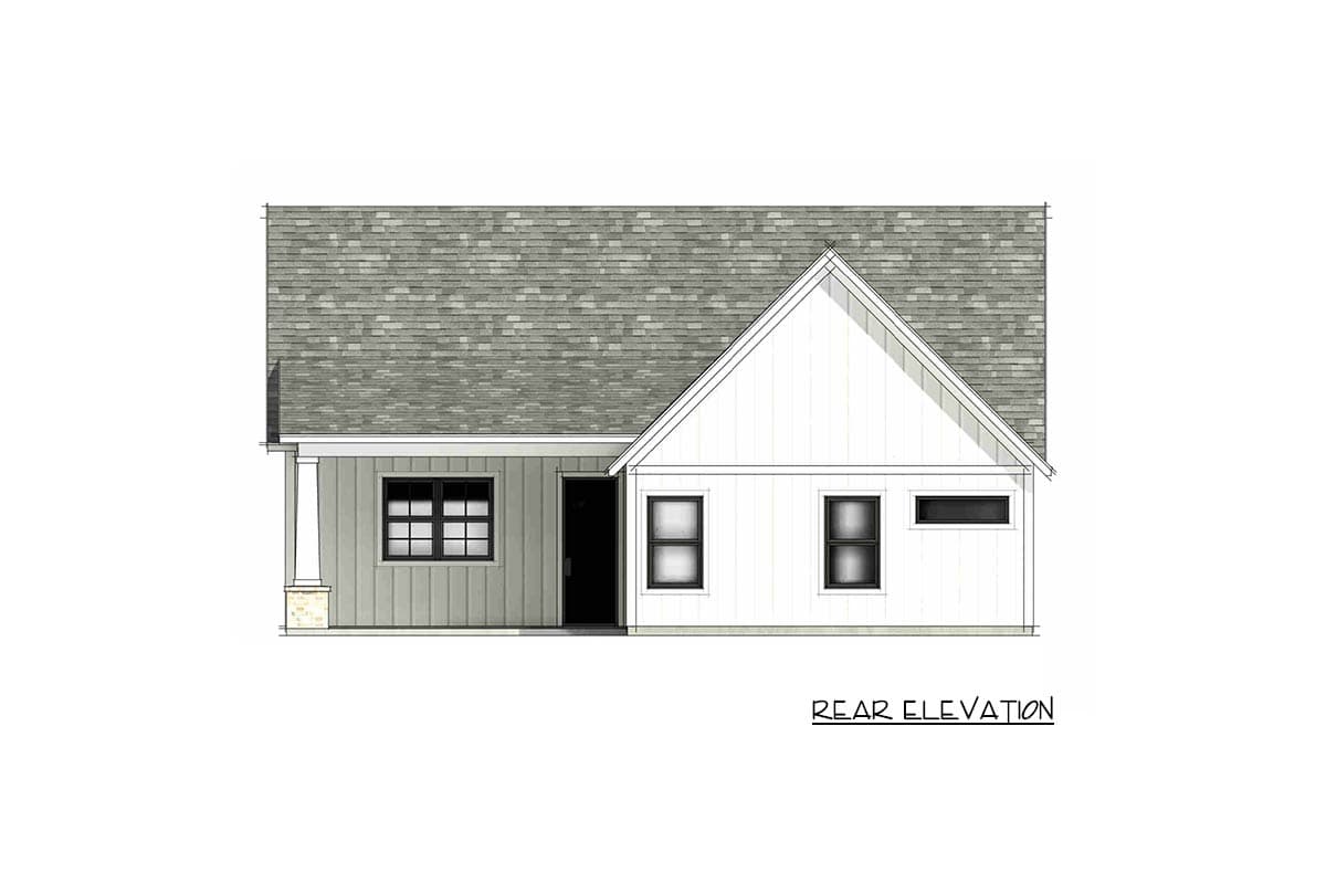 Plan 818201JSS: 3-Bed Modern Farmhouse Cottage Plan with 2-Car Garage and Vaulted Family Room - Image #7 - Bungalow, Cottage, Country, Craftsman, Modern Farmhouse