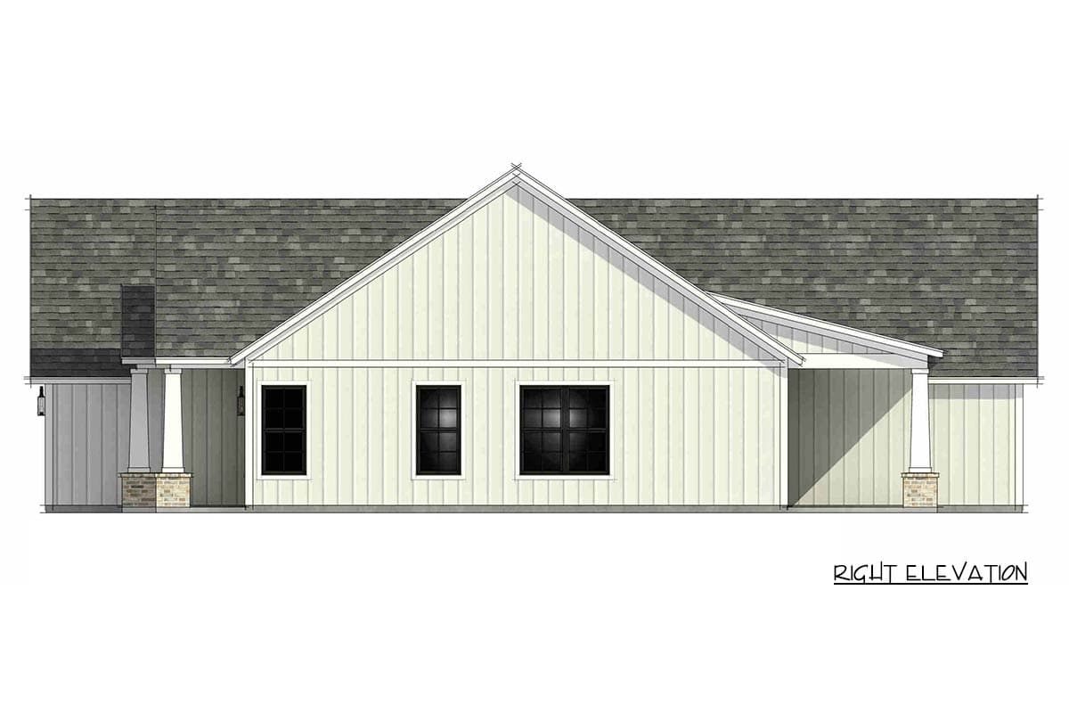 Plan 818201JSS: 3-Bed Modern Farmhouse Cottage Plan with 2-Car Garage and Vaulted Family Room - Image #8 - Bungalow, Cottage, Country, Craftsman, Modern Farmhouse