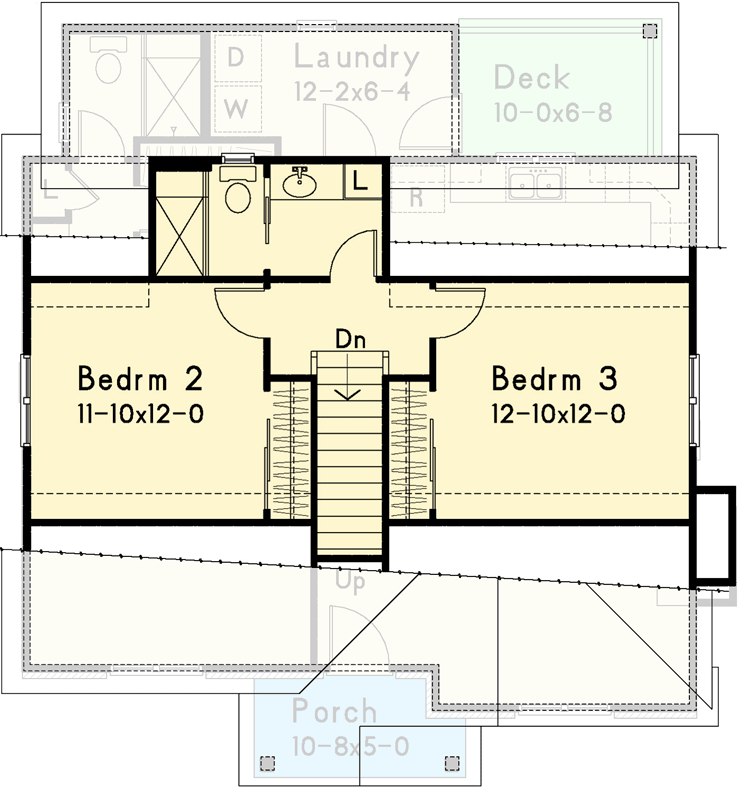 Plan 22038SL: Craftsman Cottage House Plan with 3 Beds and Main Floor Master - Floor Plan - 2nd Floor - Cabin, Cottage, Craftsman