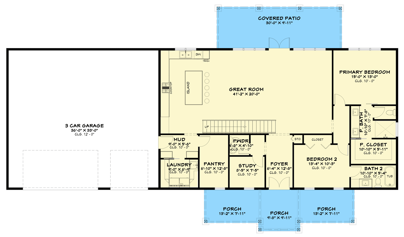 Plan 850027PKE: Modern Barndominium House Plan with 5 Beds and 3-Car Garage - Floor Plan - Main Level - Barndominium