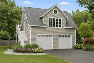 Versatile 1-Bedroom Carriage House Plan with 2-Car Garage Space