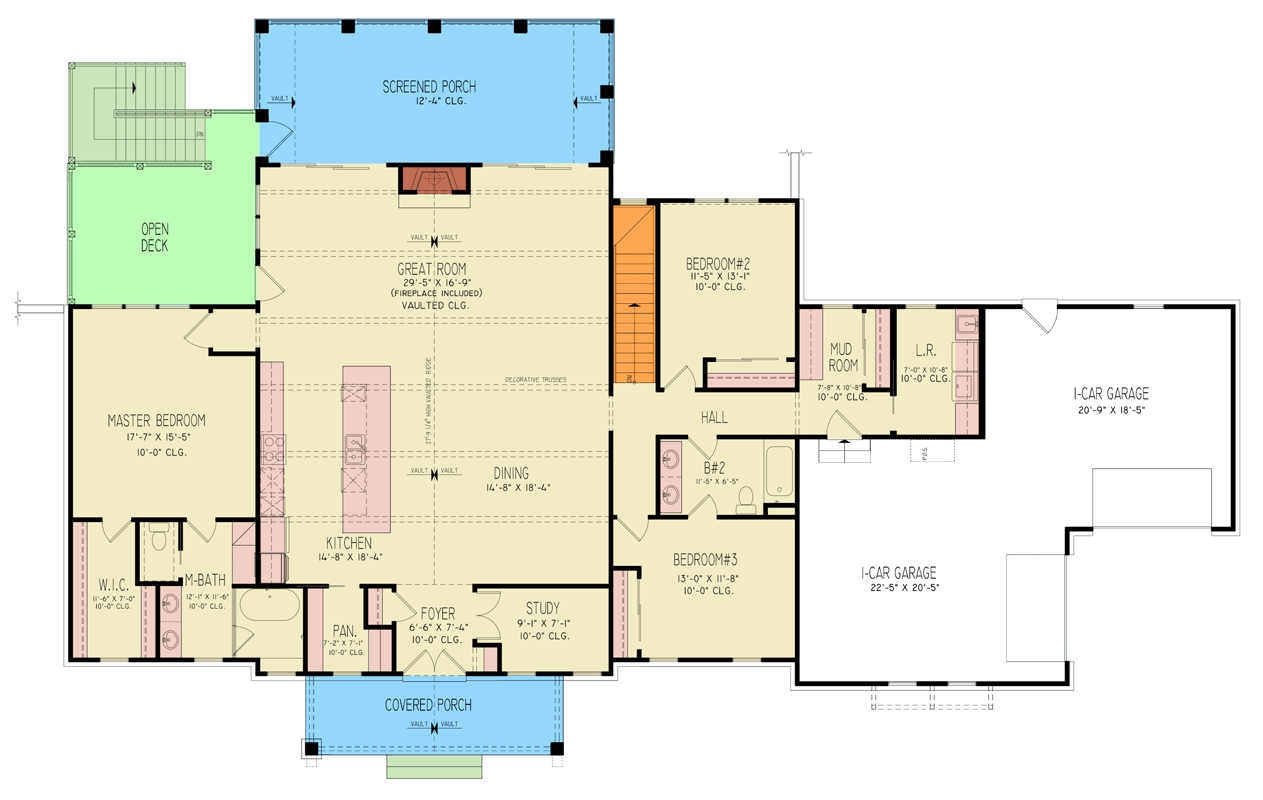 Plan 25942GE: Modern Farmhouse House Plan with Split Bedrooms and 2-Car Garage - Floor Plan - Main Level - Farmhouse, Modern Farmhouse, New American