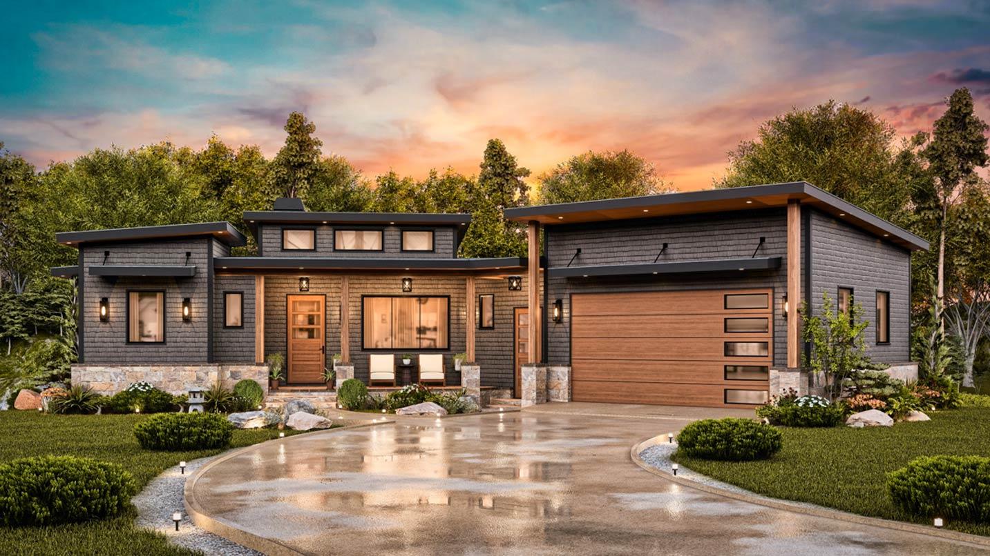 Plan 25943GE: Modern House Plan with 3 Beds, Angled Garage, and Walkout Foundation - Image #11 - Contemporary, Modern