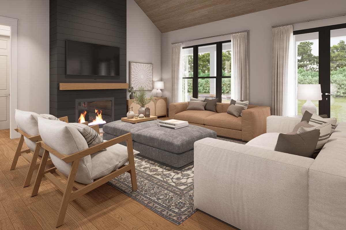 Plan 52036HZ: 3-Bed Modern Farmhouse Plan with Vaulted Master Bedroom and Great Room - Image #7 - Country, Modern Farmhouse, New American, Ranch