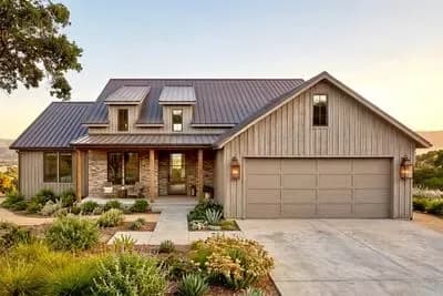 Contemporary Transitional House Plan with 3 Beds and 2-Car Garage