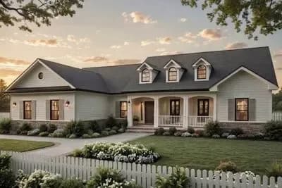 Ranch Modern Farmhouse House Plan with Split Bedrooms and Office