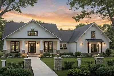 Modern Farmhouse House Plan with 4 Bedrooms and 2-Car Garage