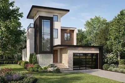 Modern 3 Bedroom House Plan with 4 Baths and 2-Car Garage
