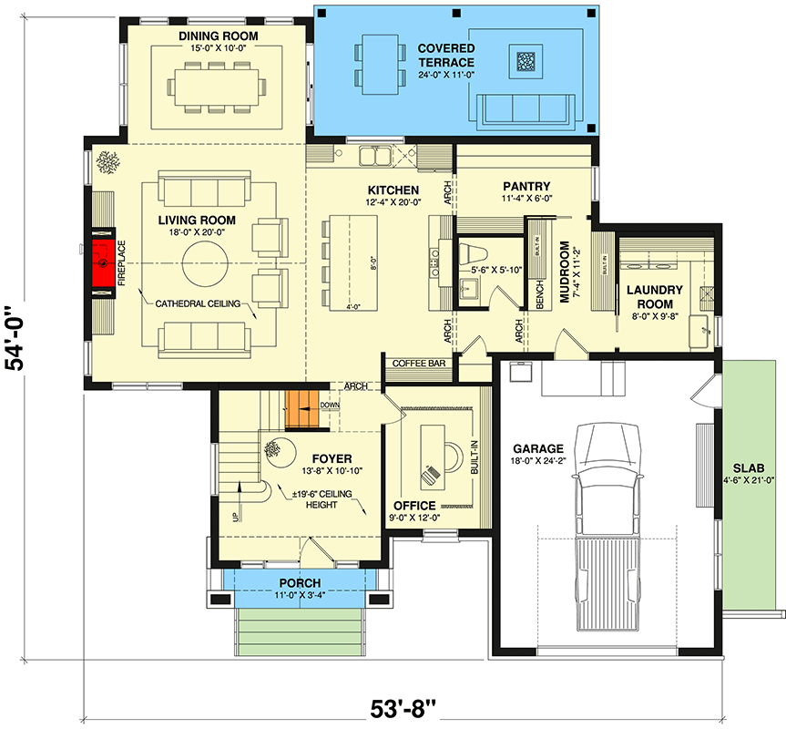 Plan 22748DR: Elegant Country European House Plan with 2,701 Sq Ft and Flexible Bedrooms - Floor Plan - Main Level - Country, European, Farmhouse, Traditional