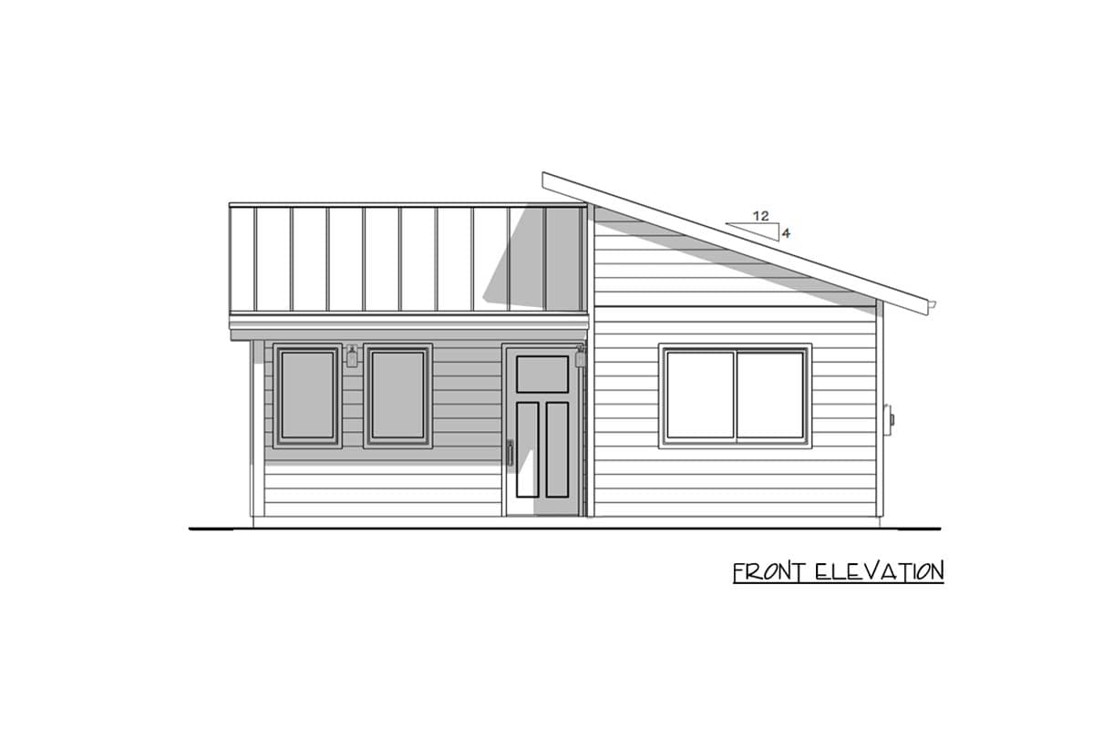 Plan 180026VNW: Modern 1-Bedroom House Plan with Vaulted Ceilings and Flex Space - Image #9 - Contemporary, Modern