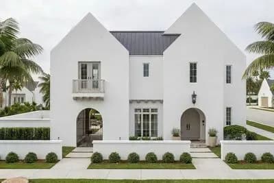 Coastal Contemporary House Plan with Courtyard and Upstairs Master Suite