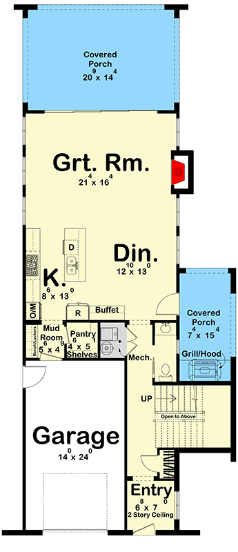 Plan 623625DJ: Contemporary Coastal House Plan with 3 Bedrooms and Outdoor Kitchen - Floor Plan - Main Level - Coastal Contemporary, Contemporary, Florida-Style