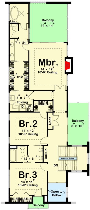 Plan 623625DJ: Contemporary Coastal House Plan with 3 Bedrooms and Outdoor Kitchen - Floor Plan - 2nd Floor - Coastal Contemporary, Contemporary, Florida-Style