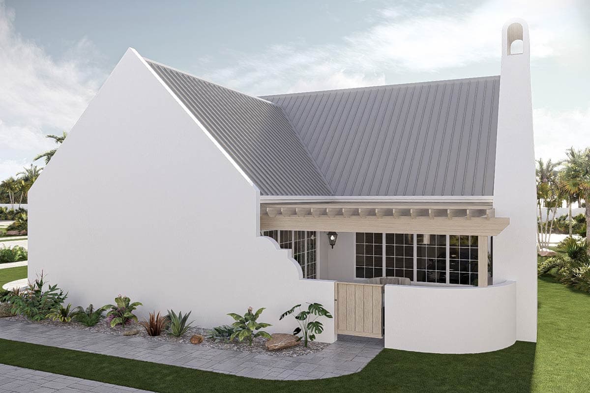 Plan 623629DJ: Coastal Contemporary 4-Car Garage House Plan with Wet Bar and Pergola Courtyard - Image #7 - Coastal Contemporary, Contemporary, Florida-Style