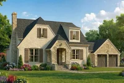 European Cottage House Plan with 3 Beds and Main Level Primary Suite
