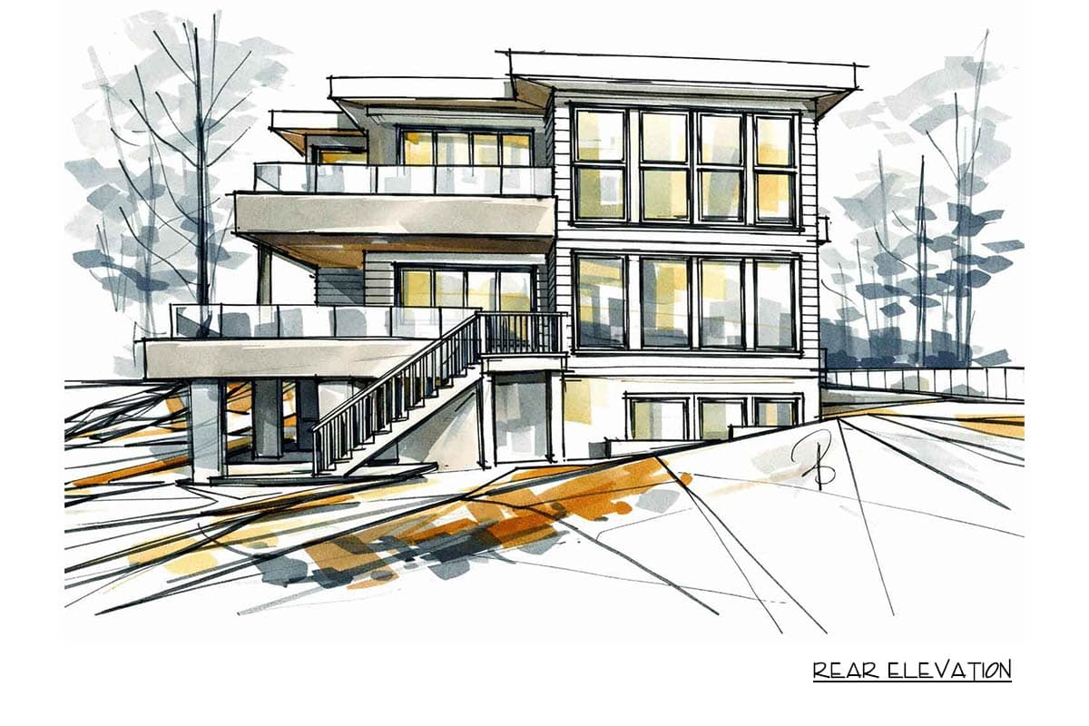 Plan 147065RML: Modern 3-Bedroom House Plan Featuring a Dramatic Two-Story Great Room - Image #9 - Contemporary, Modern