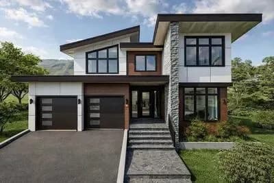 Modern 3-Bedroom House Plan Featuring a Dramatic Two-Story Great Room
