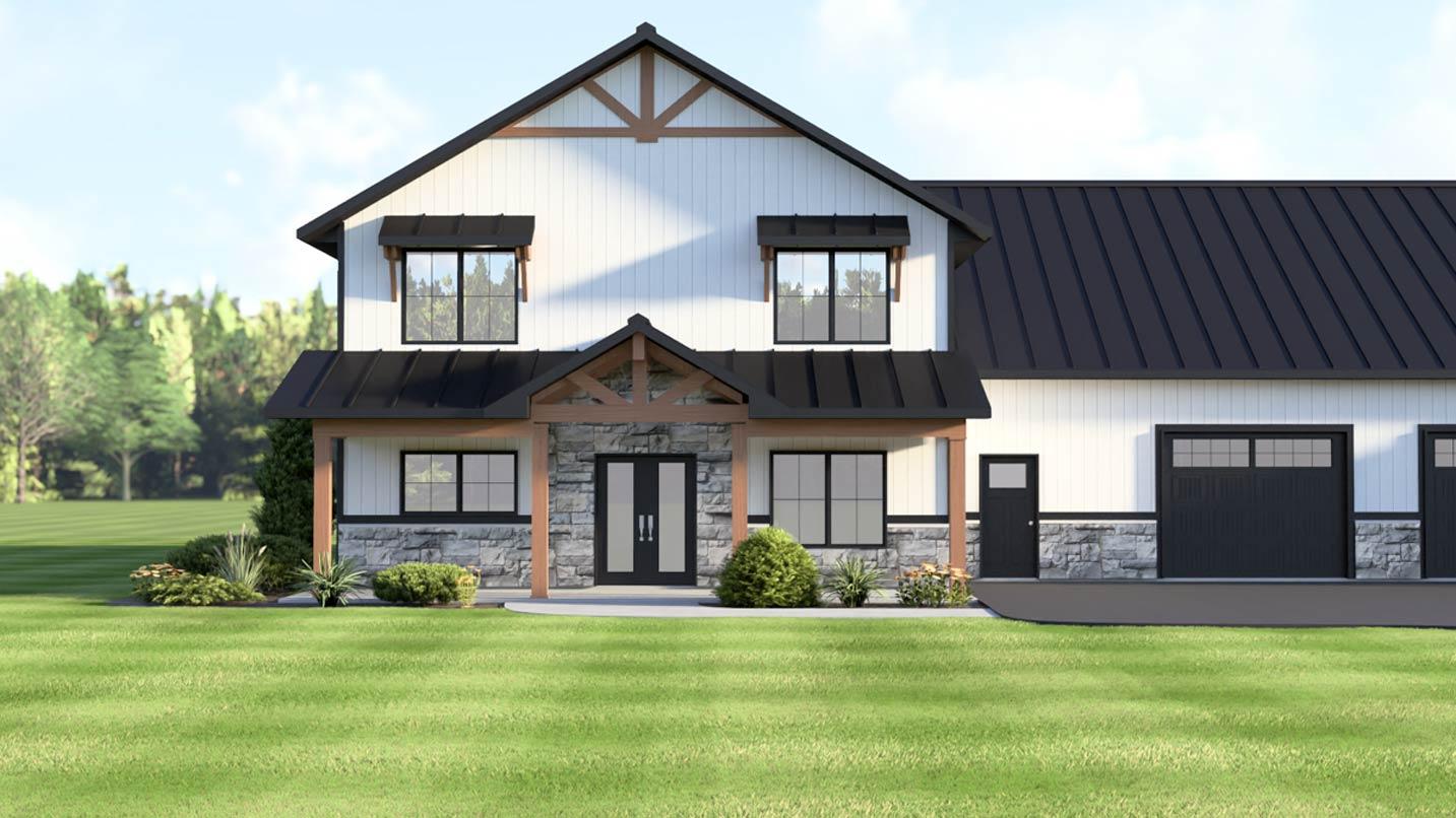 Plan 135418GRA: Modern Barndominium House Plan with Apartment, 6 Bedrooms, and Workshop - Image #8 - Barndominium, Country, New American