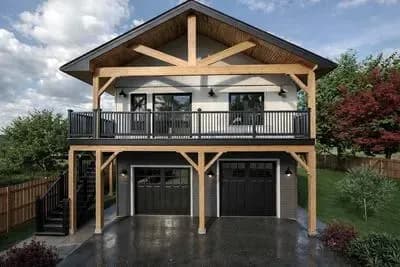 Modern Farmhouse Craftsman House Plan with 2 Beds and Workshop